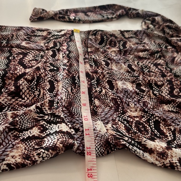 Snake skin keyhole midi dress long sleeve bodyCon animal print knee length dress - Picture 7 of 12